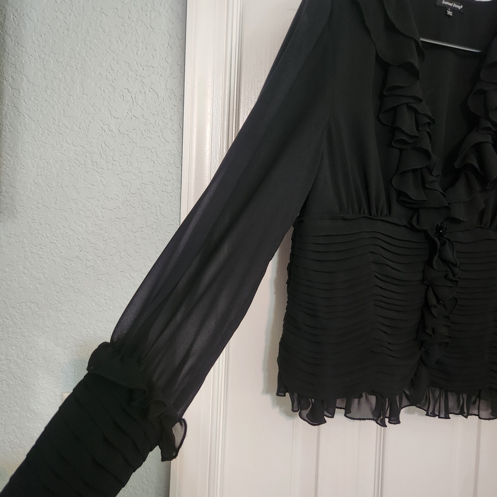 Samuel Dong Black Ruffled Blouse - Picture 3 of 8
